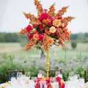 38" Orange Glitter Delphinium Artificial Flowers, 6PCS Sparkle Metallic Silk Delphinium Faux Larkspur Long Stem Flowers for Tall Vase for Home Wedding Table Decor(Orange)