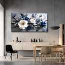 WLWBINTING Flowers Wall Art Modern Minimalist Canvas Art Print, White Floral Paintings Pictures Industrial style Artwork Decor for Bedroom Living Room Bathroom Office Home Aesthetics Decoration