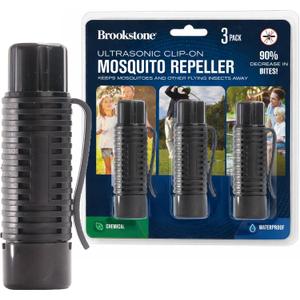 Brookstone Portable Ultrasonic Mosquito Repeller – 3 Pack | Compact Plug-in Indoor Pest Repellent | Ultrasonic Technology | Quiet Operation for Home, Bedroom & Office