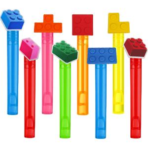 24Pcs Building Blocks Mini Bubble Wands for Kids Brick Party Favors 6 Cute Designs Cartoon Birthday Party Supplies Christmas Party Favors Toys Goodie Bag Stuffers