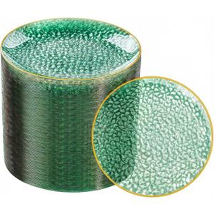 Rubtlamp 100Pcs Green Dessert Plates, 6 Inch Green Gold Plates,Small Salad Plates, Hammer Mini Appetizer plates,Heavy Duty Fancy Cake plates for Birthday Party Wedding Teatime