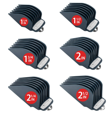 Yinke Clipper Guards Guides Combs for Wahl Hair Clippers with Metal Clip of Model 1.25 in & 1.5 in & 1.75 in & 2 in & 2.25 in & 2.5 in, Fits Most Full Size Wahl Trimmer (Blue-6 Pieces) 6pcs-blue