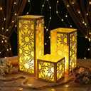 12 Sets Princess Sun Centerpieces for Table Decorations 3 Size Purple Princess Birthday Paper Lantern Boxes with Tea Lights Candles Table Ideas Decorations for Sun Birthday Party (Gold)