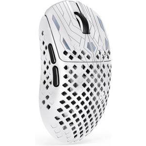 MAMBASNAKE M2 Carbon Fiber Wireless Gaming Mouse,PAW3395PRO 40K DPI Optical Sensor,41g Ultra Lightweight Ergonomic,Programmable Buttons BT/2.5Ghz/Wired Mice,Computer Accessories for PC/Mac-White