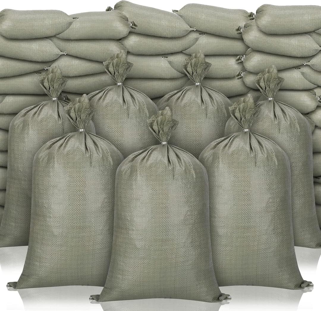 Nuenen 200 Pcs Empty Sandbags Heavy Duty Sand Bags with Ties, Green