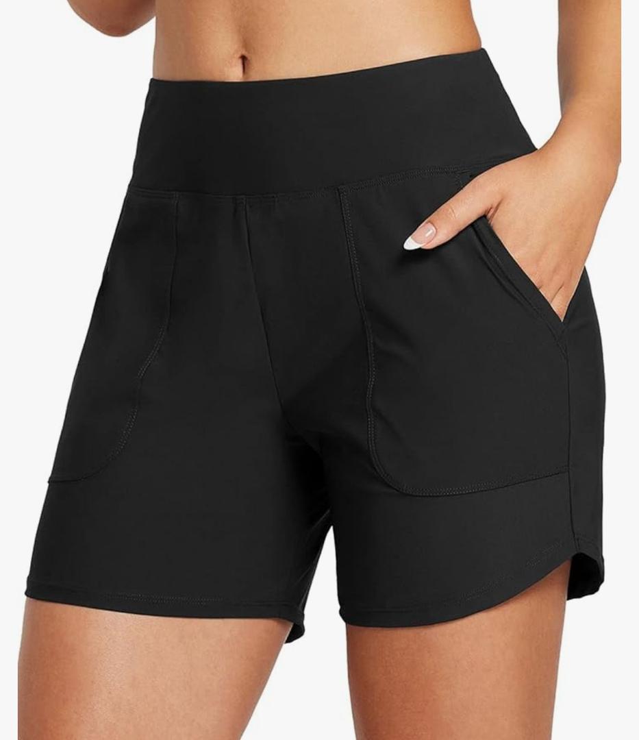 baleaf Women's High Waisted Swim Board Shorts Quick Dry Swimsuits Bottoms Trunks with Pockets Size L