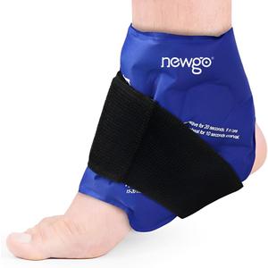 NEWGO Ankle Ice Pack Wrap for Sprained Relief, Ice Pack for Ankle Inuries Reusable, Cold Therapy for Ankles Swelling, Post Surgery Recovery - Blue (11.8" x 6.8")