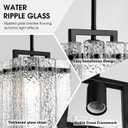 Modern Black Pendant Lights Kitchen Island, Pendant Light Fixtures with Water Ripple Glass, Elegant Adjustable Pendant Lighting, Island Lights for Kitchen, Dining Room, L7.3 x W11.6