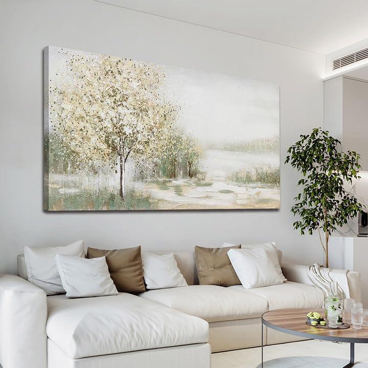Canvas Wall Art Decor Large Artwork Green Wall Art Spring Scene Wall Painting Decorations Canvas Art Wall Decor Wall Art Prints for Room Living Room Bedroom Office Wall Decor 29"X58"