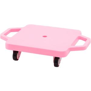 Kids Sitting Board with Universal Wheels - Safety Plastic Scooter for Kids Ages 6-12 - Manual Sport Scooter with Handles for Gym Class (Pink)