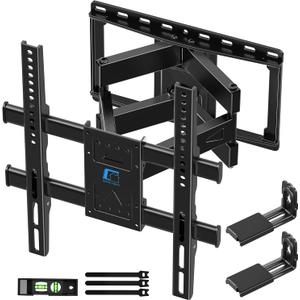 HOME VISION Full Motion TV Wall Mount with Soundbar Bracket for 32-70 Inch TVs, Articulating Dual Arms, Swivel and Tilt, Fits 8" 12" 16" Stud, Max VESA 400x400mm, up to 132lbs