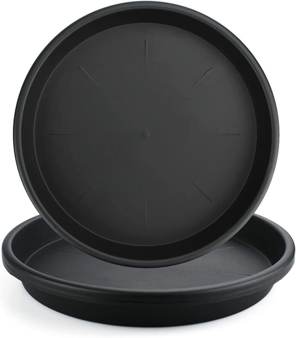 Lechay Black Plant Saucer for Indoors,2 Pack 12inch Plastic Flower Plant Pot Saucer, Plastic Plant Saucer Drip Trays for Indoor and Outdoor Plants(3)