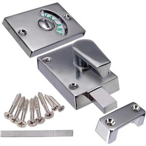 Door Lock Indicator, Toilet Bathroom Lock Vacant/Engaged Chrome Latch, Indicating Occupied, DeadBolt Privacy Partition Door Locks Latch for Bathroom Public Restroom Toilet(Polished Chrome,Size:1PC)