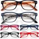 6 Pack Reading Glasses for Women Men Blue Light Blocking Spring Hinge Computer Readers, Anti Eyestrain/Glare (6 Mixed C1), 2.00