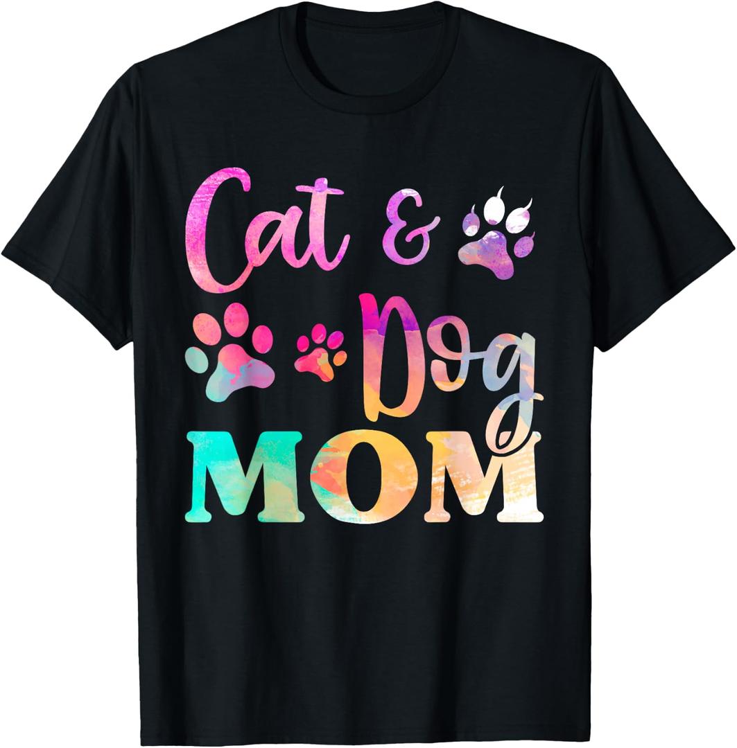Pet Cat Dog Mom Shirt for Women, Mothers Day T-Shirt (Black, L)