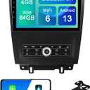 4+64G Android 13 Double Din Car Stereo for Ford Mustang 2010 2011 2012 2013 2014 with 10.1 Inch Touchscreen Radio Built-in Wireless Carplay/Android Auto/GPS/Bluetooth/FM/AUX-in/Steering Wheel Controls