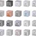 20 Piece Element Cube Set 0.39 Density Metal Cube Set 10mm Up to 99.99% Purity, Tungsten Cube, Bismuth and 18 More for Students Teacher Science Lover Collection&DIY (20)