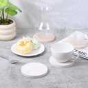 Marble Coasters Set of 4, Natural Travertine Stone Drink Coasters Round Modern Stone Cup Mat 4 Inch with Non-Slip Cork Backing Housewarming Gift for Wedding Christmas Anniversary Present