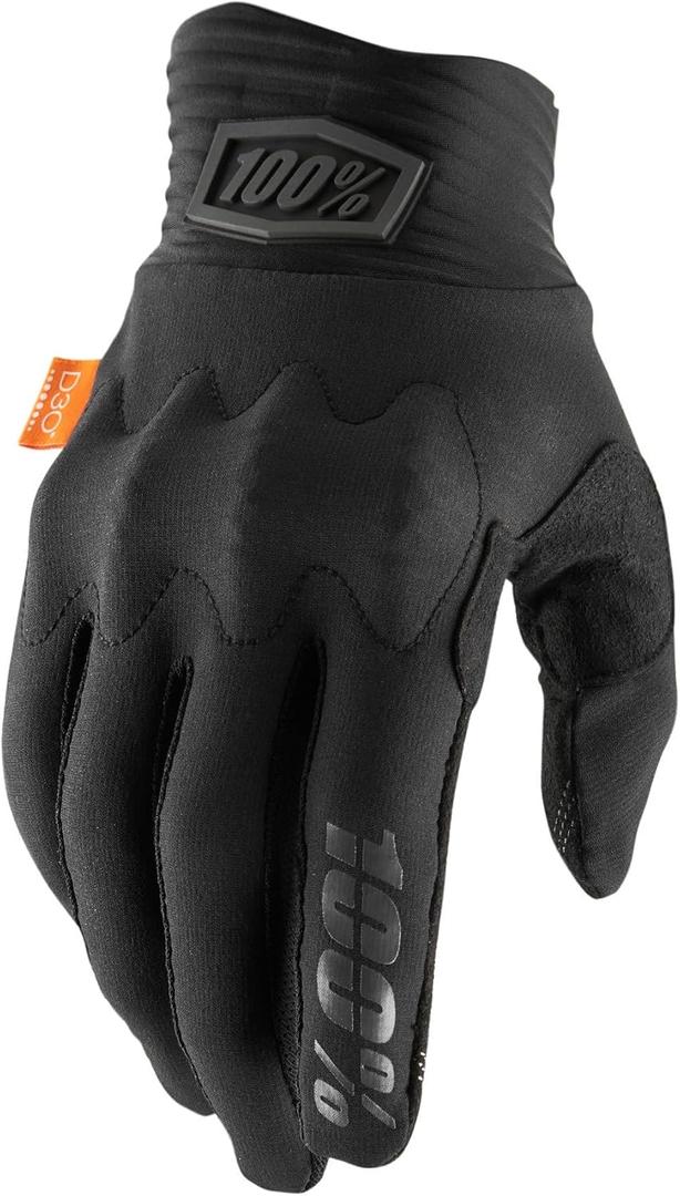 100% Cognito D30 Protection Enhanced Motocross Gloves - MX, Dirt Bike & Powersport Riding Gear with Extra Knuckle Gaurds (Small, Black)