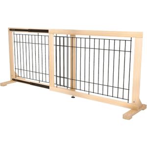 YOCAN Extra Wide Adjustable Dog Gate for Doors & Stairs, 23.6" Tall, 31.561" Wide, Freestanding Wood & Metal Pet Safety Gate, No Drill Pressure Mount, Indoor Barrier (Black/Natural)