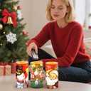 Retisee 3 Pcs Christmas Flameless Candles with Remote Timer Real Wax LED Flickering Pillar Candle White Cold Light Battery Operated for Home Window Xmas Gift Winter Holiday Decor(Red Green)