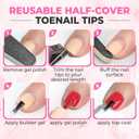 UNA GELLA Toe Nail Tips Squavol 510 Pcs - Soft Gel Toe Tips Acrylic Nails, Square Round Half-Cover Nail Forms for Toe Nail Extension, Flexible Pre-filed False Toe Nails for Home DIY & Salon,15 Sizes