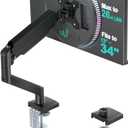 WALI Single Monitor Mount for 13-34 inch Screens, Adjustable Single Monitors Arm, Regular Screen up to 32 inch, 26.4lbs, Computer Monitor Stand for Desk, VESA 75/100mm (GSMP001N), Black, Single Arm