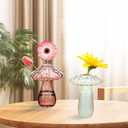 1Pcs Glass Bubble Vase, Mushroom Shape, Decorative Clear Flower Bud Vase, Attractive Single Flower Vase, Round Decor Flower Vase for Centerpiece (E)