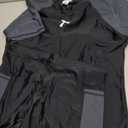 Halcurt Women's Two Piece Rash Guard Swim Shirts Built in Bra Swimsuit with Boyshorts with Pockets (Large, Black Grey)