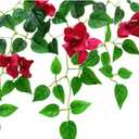 Magrowie Pack of 4pcs Artificial Hanging Bougainvillea Silk Plastic Flower Vines Faux Plant for Indoor Outdoor Home Farmhouse Garden Porch Eave Wall Fence Wedding Party Decor (Fuchsia)