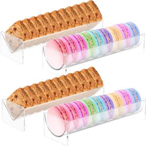 4 Pcs Clear Acrylic Cracker Serving Tray, Rectangular Food Display Holder for Biscuit Cookie Charcuterie Platter, Home Party Wedding Events