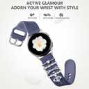 DaQin Flower Engraved Band Compatible with Samsung Galaxy Watch 7 Band/FE 6 5 4 40mm 44mm,Galaxy Active 2, 20mm Watch Band Soft Silicone Replacement Strap with Decorative Charms Accessories Women