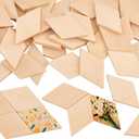 OLYCRAFT 50PCS Wood Pieces - Unfinished Natural Wood Rhombus Cutout Shape Blank Slices for DIY Crafts & Holiday Decoration - 2.3x1.3x0.2 Inch