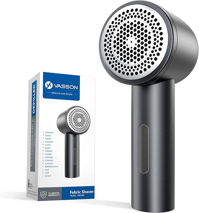 VASSON Fabric Shaver, Electric Lint Remover Rechargeable, Lint Shaver, Sweater Shavers to Remove Pilling, Sweater Defuzzer, Depillers for Clothes, Furniture (Dark Grey)