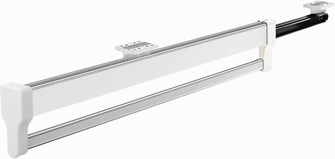 Pull Out Closet Valet Rod, Adjustable Sliding Heavy Duty Steel Top Mounted Clothes Storage Hanger Rail for Closet Wardrobe (347mm/13.7inch)