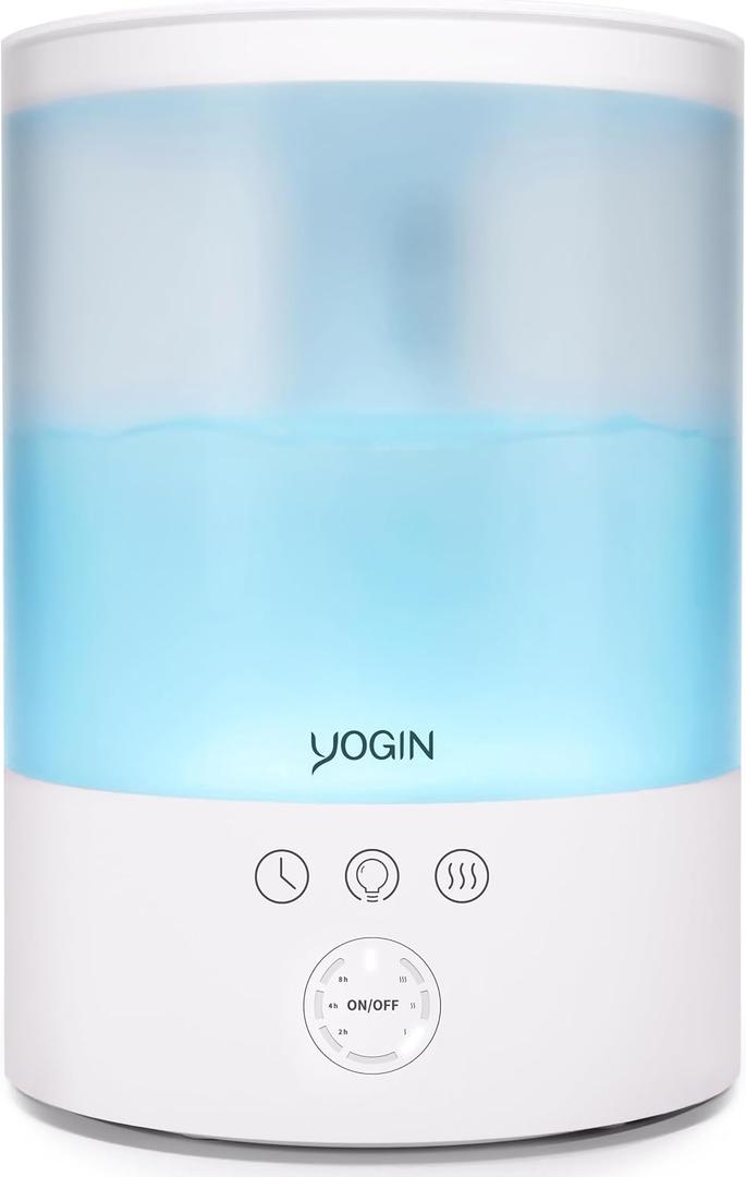 YOGIN Humidifiers for Bedroom Large room, Top fill 2.5L Ultrasonic cool mist Humidifiers for Baby Nursery and Plants,Up to 24 Hours, 24db Quiet, Night Light, Auto Shut Off, Easy Clean Humidifier