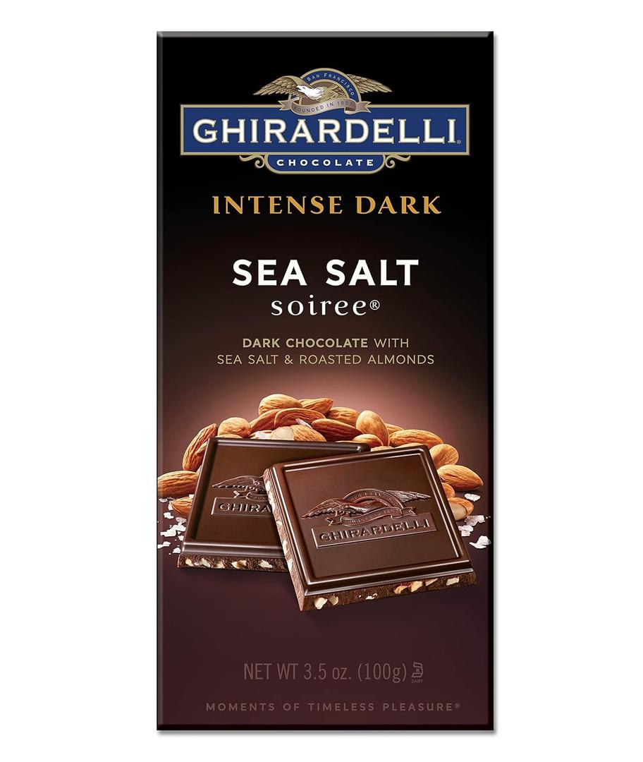 Ghirardelli Intense Dark Chocolate Sea Salt Soiree Bar, 3.5 oz, Pack of 6 (BBD 08/30/26)
