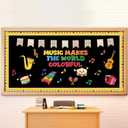 Janlaugh 65 Pcs Music Bulletin Board Decorations Set Music Makes The World Colorful Bulletin Board Decor Musical Notes and Instruments Paper Cutouts for Preschool Classroom Chalkboard Wall Decoration