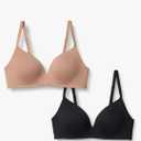 Amazon Essentials Womens Cotton Jersey Lined Plunge Bralette, 32D