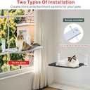 Idepet Cat Window Perch Cordless Foldable Cats Hammock Bed with Interactive Toys,Suction Cups,Reversible Cover Keep Pets Cool Warm for Summer Winter,Indoor Kitten Resting Seat(Gray&Black, 2 Pack)