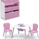 Delta Children 4-Piece Toddler Playroom Set, Pink/White