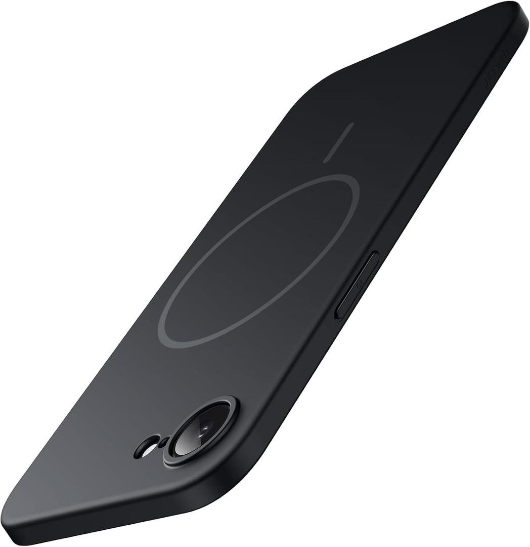 JETech Magnetic Slim Case for iPhone 17e (2026) / iPhone 16e Compatible with MagSafe, Camera Lens Full Protection, Ultra-Thin Lightweight Matte Finish Minimalist Phone Cover (Black)