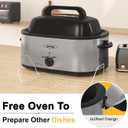 Sunvivi Roaster Oven, Electric Roaster Oven with Viewing Lid, 30lb 26-Quart Turkey Roaster with Unique Defrost/Warm Function, Large Roaster with Removable Pan & Rack, Stainless Steel, Silver, 26qt