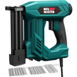 NEU MASTER Brad Nailer, 2 in 1 Electric Staple Gun/Nail Gun for Wood, Upholstery and DIY Projects, 1/4'' Narrow Crown Staples 200pcs and Nails 800pcs Included