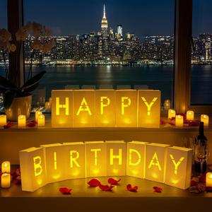 Happy Birthday Light up Letters - Luminary Paper Bags for Birthday Banner and Sign