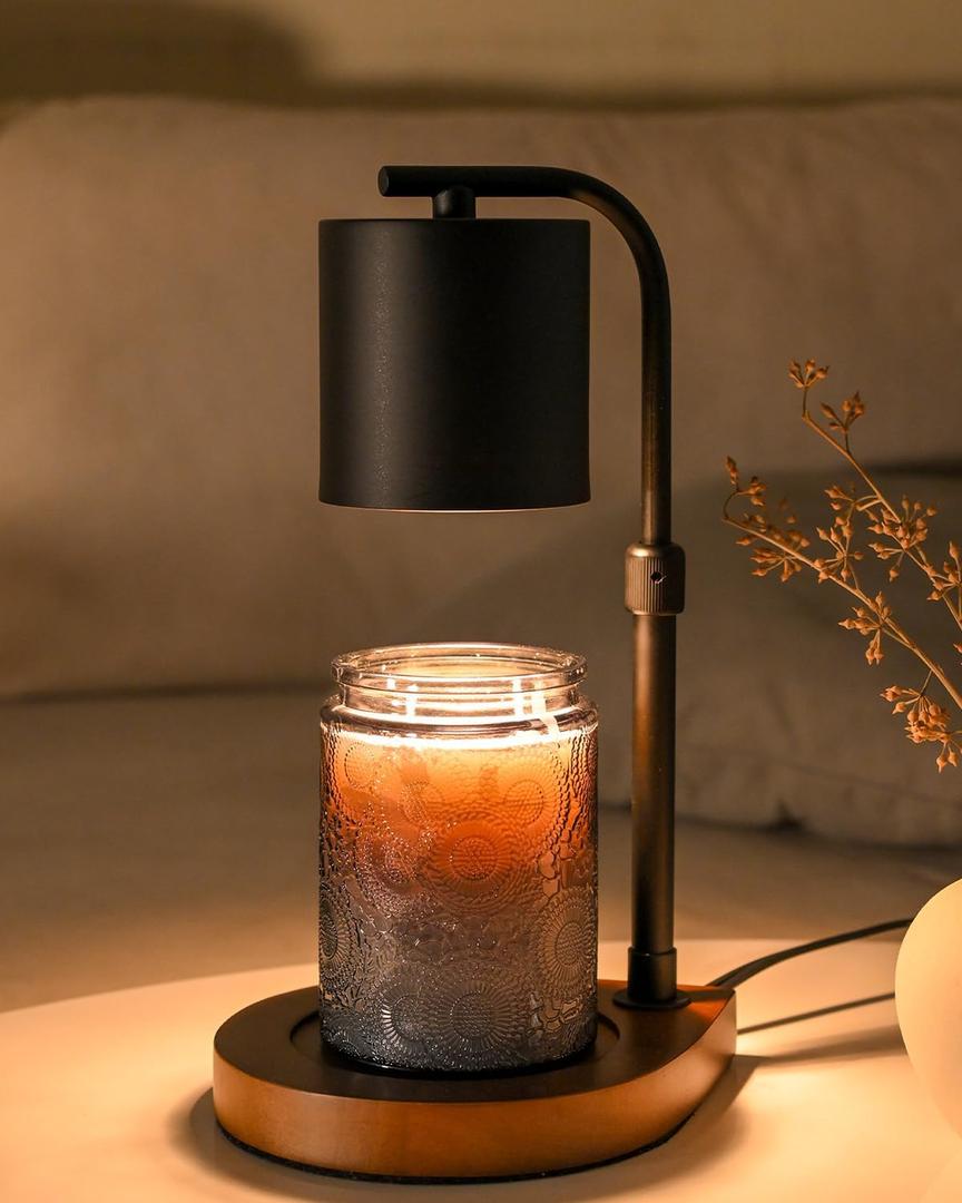 Electric Candle Lamp Warmer with Timer - Birthday & House Warming Gift for Mom, Warms Jar Candles with 2 Bulbs (Black)