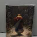 Voxitura Vintage Christmas Santa Wall Art Canvas, Rustic Dark Snowy Forest Wall Decor for Holiday, Winter Festive Paintings Pictures Prints Framed for Bedroom Living Room 12x15in