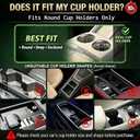 Car Food Tray & Car Table Tray with Car-Grade Aluminum Cup Holder & Phone Stand, Premium Wood with Leather Surface, 360° Rotating Car Desk for Laptop &Eating (Round, Black)