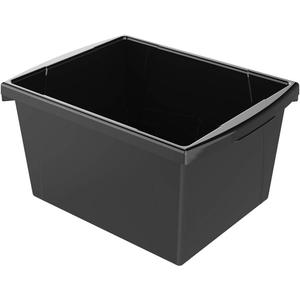 Storex 4 Gallon Storage Bin  Plastic Classroom Organizer for Books and Supplies, Black, 1-Pack (61466A06C)