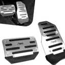 2 PCS Car Pedal Covers, Aluminum Alloy Brake Throttle Clutch Pedal Covers Kit, Non-slip Treadle Protector Set, Universal Car Interior Accessories (Silver)